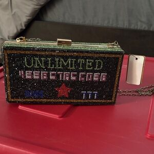 Beaded 'Unlimited' Box Clutch in Black and Multicolor